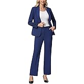 Lamgool Women's 2 Piece Suits Business Blazer Pants Set Peak Lapel One Button Professional Work Office Outfits