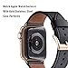 WFEAGL Compatible iWatch band 44mm 42mm, Top Grain Leather Band With Gold Connector (the Same as Series 5/4 With Gold Stainless Steel Case in Color) for iWatch Series 5/4/3/2/1 (Black Band+Gold Connector)
