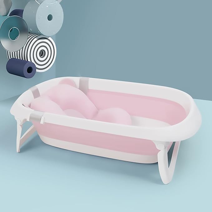 Baby Folding Bath Tub Sturdy Non-Slip, Portable Shower Basin with