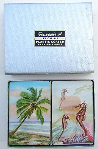 VINTAGE PLAYING CARDS DOUBLE DECK w/BOX SOUVENIR OF FLORIDA By ARRCO Chicago IL