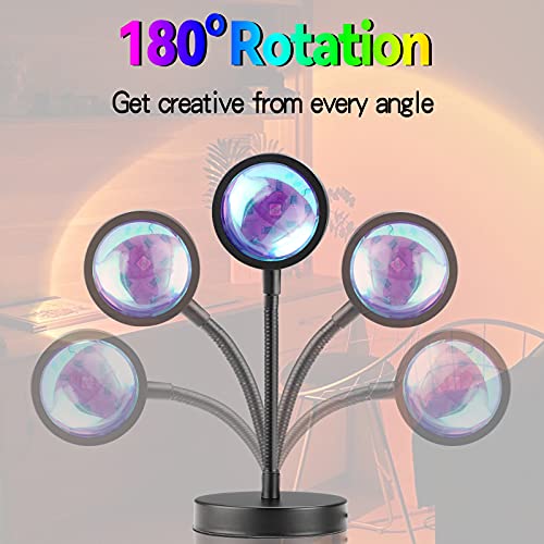 Sunset Lamp Projector,16 Color LED Rainbow Sunset Projection Lamp with Remote,360 Degree Rotation Night Light for Party Bedroom Home Decor.
