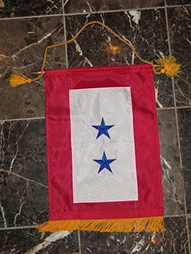 AES 12x18 Embroidered Two Star Blue Military Service Nylon Flag 12"x18" Banner
