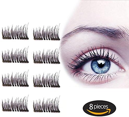 Magnet Eyelashes-Dual Magnetic False Eyelashes with NO GLUE 3D Fiber Reusable Best Fake Lashes Extension for Natural Look,Perfect for Deep Set Eyes (-2 Pair/8 Pieces)