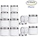 Makone 12 Packs Clear Plastic Jars with Silver Metal Lids (6pc 12oz + 6pc 5oz) BPA Free PET Food Safe Stackable Transparent Storage Container for Slime Kitchen Dry Goods