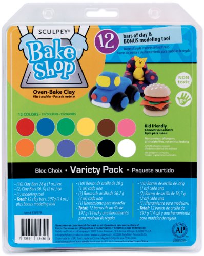Polyform Sculpey Bake Shop Polymer Oven Bake Clay, 12 unique color set for kids…