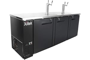 Xiltek 72" 3-Door Commercial Beer Dispenser - Double Tower Keg Cooler - Kegerator