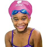 Happy Mane Silicone Swim Cap for Braids and Dreadlocks - Keeps Your Hair Dry While Swimming and Bathing Long Hair, Extensions, and Curly Hair - Large Shower Cap for Women, Men, Kids (Pink, Small)