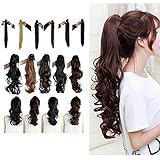 Synthetic Claw Ponytail Heat Resistant Handy Jaw Pony Tail One Piece Long Wavy Curly Soft Silky for Women Lady Girls 18'' / 18 inch (medium brown)
