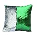 Fengheshun Reversible Sequins Pillowcase Mermaid Pillow Covers 40×40 cm Two Color Changing (Green+Silver)