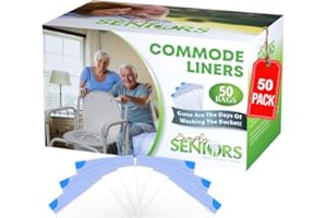 SIMPLY SENIORS Commode Liners - 50 Strong Portable Toilet Bags - Easy to Use Bedside Commode Liners Disposable - Toilet Liners That Support Dignity of Seniors & Disabled - No More Buckets to Wash - NO Absorbent Pad