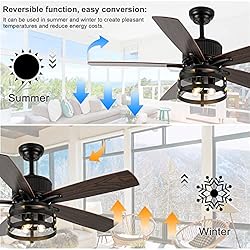 Farmhouse Rustic Ceiling Fan with Lights, 52 Inch