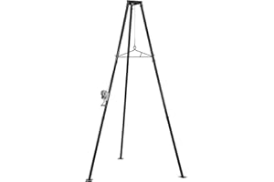 LDAILY Moccha 600 LBS Tripod Game Hoist, Heavy-Duty Deer Hanger with Adjustable Gambrel & Manual Winch, Deer Hunting Skinning Rack, Deer Tripod Hoist Kit, Game Hanger for Hunting Season, Field Dressing