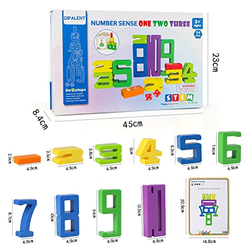 DIPALENT Montessori Number Blocks, 30 PCS STEM Math Building Stacking