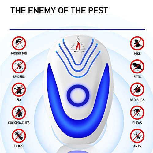 Campfire Stuff NEW 2018 Ultrasonic Pest Repeller (6-Pack) – Electronic & Ultrasound, Indoor Plug-In Repellent | Anti Mice, Insects, Bugs, Ants, Mosquitos, Rats, Roaches, Rodents - Child Safe Control