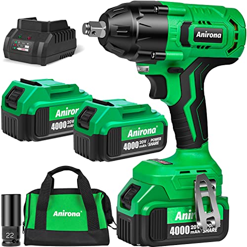 Anirona Cordless Impact Wrench, 1/2 Impact Gun with 600N.m and Max 3600