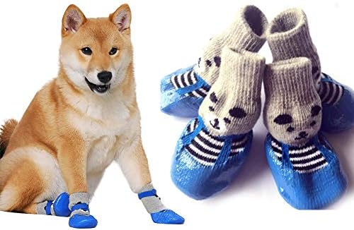 DORA BRIDAL 4 Pcs Anti-Slip Dog Socks, Waterproof Paw Protectors Nonslip Sports Socks Shoes, Warm Soft Traction Control for Indoor & Outdoor Wear for Small Medium Large Pet Dogs Black