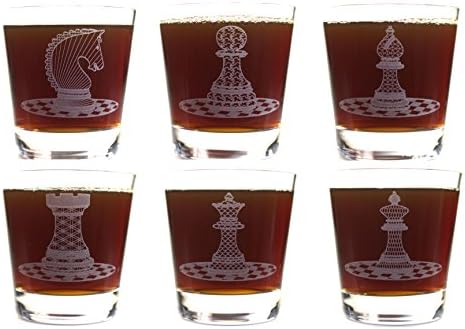 Crystal Rocks Glasses Chess Six Piece Set