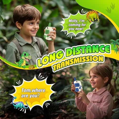 Walkie Talkie Children, Dinosaur Toy from 3 4 5 6 7 8 Years Boy Gift Ideas Walky Talky Gift Boy 3-8 Years Outdoor Games for Boys Radio Children's Toy Easter Gifts Children