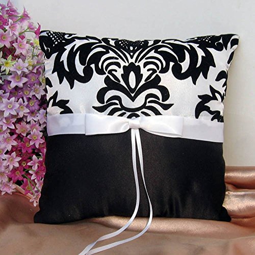 Wedding Flower Girl Basket Rings For Ring Bearer Pillow Garter Guest Book Pen Wedding Set Decoration Ribbon Ceremony Party Favors For Guests (Black With White)