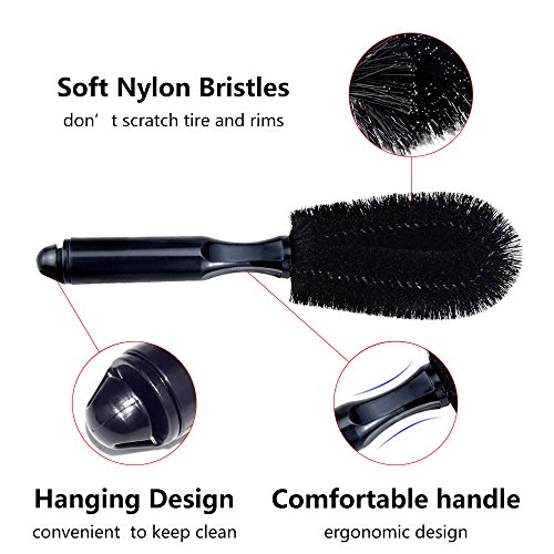 image for FMS Auto Car Wheel Tire Rim Brush Cleaning Tool with Nylon Soft Bristl