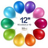 WinkyBoom Balloons Assorted Color 12 inch 100 Pcs Helium Quality Latex for Party Decoration