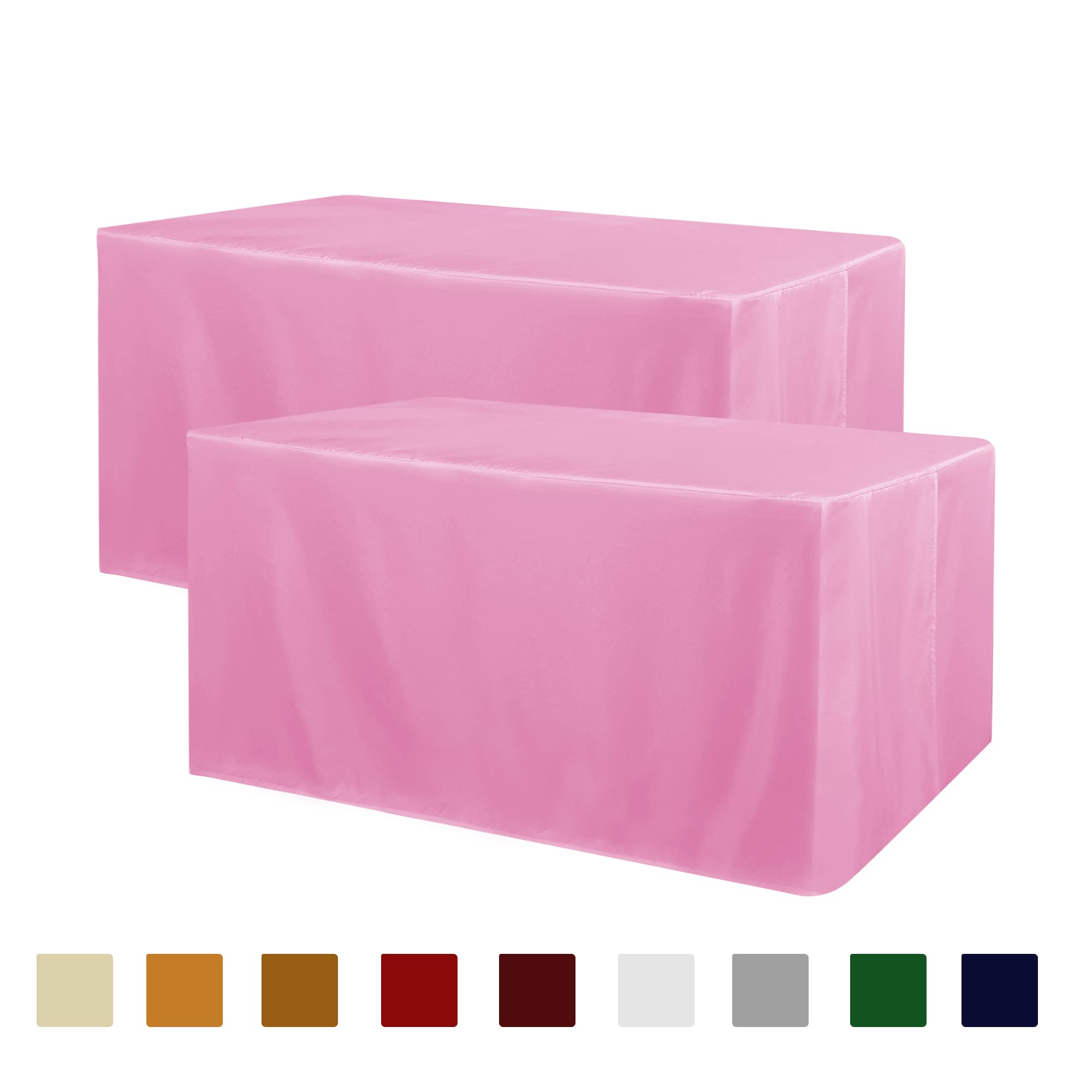 Photo 1 of Obstal 2 Pack Table Clothes for 8 Foot Rectangle Tables - Water Resistant Washable Fabric Polyester Rectangle Table Cover Protector for Wedding, Banquet and Trade Shows, 96L x 30W Inches, Pink