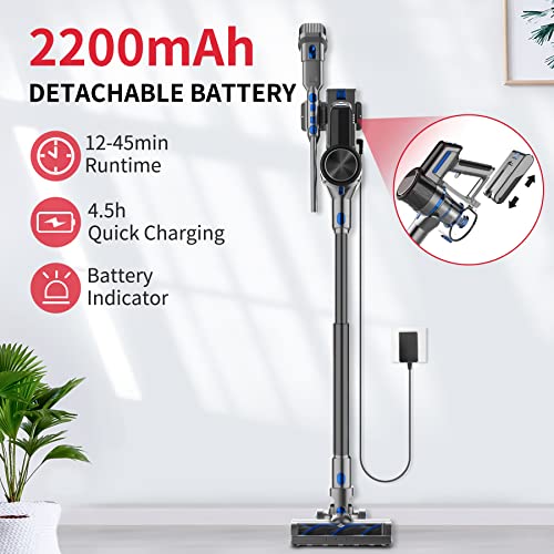 Yunjetek Cordless Vacuum Cleaner, 300W Brushless Motor with 26Kpa