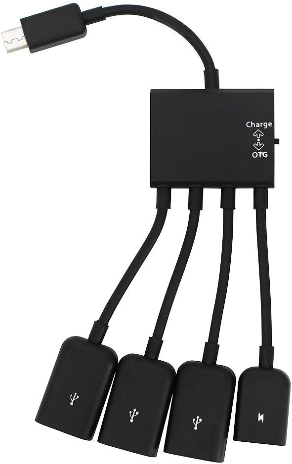 Leagway 4 in 1 Micro USB HUB Adapter with Power Charging Charge OTG Host Cable Cord Connector for Android Smart Phone Tablet Samsung Galaxy S3 S4 S5 Note 2 3 4 Edge HTC One M7 M8 Desire