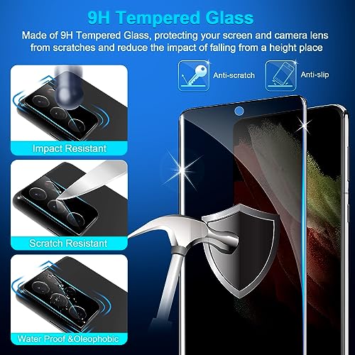 [2+1 Pack] Galaxy S21 Ultra Privacy Screen Protector, 9H Tempered Glass