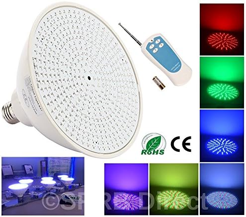 Wireless Control Color Changing LED Pool Light Bulb w/ RF Remote Fits Pentair and Hayward Light Fixture Niche PAR56 E26/E27 (24 Watt, 110/115/120 Volt)