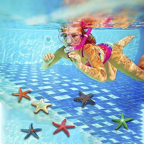 NALACAL 8 Pcs Diving Starfish Pool Toy Colorful Big Starfish Set Summer Swimming Diving Toys Set Dive Throw Toy Set Underwater Swimming Toy