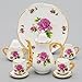Odoria 1:6 Miniature 8PCS Porcelain Tea Cup Set Purple Chintz with Gold Trim Dollhouse Kitchen Accessories