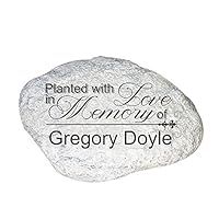 GiftsForYouNow Planted with Love Large Personalized Memorial Garden Stone, 11" W, Resin, Waterproof, Indoor/Outdoor