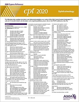 Cpt 2020 Express Reference Coding Card Ophthalmology - 