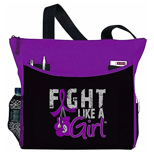 Fight Like a Girl Boxing Glove Tote Bag"Dakota" in Purple for Pancreatic Cancer Lupus Epilepsy Chiari Malformation (Assorted Colors)