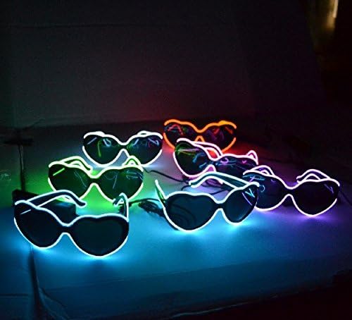 Mammoth Sales Light Up El Wire Heart Glasses (4 PC)