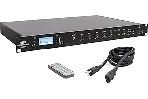 Pure Resonance Audio RMA120BT 120 Watt 5-Channel Rack Mount Commercial Mixer Amplifier with Bluetooth (70V or 4-16 ohm Outputs)