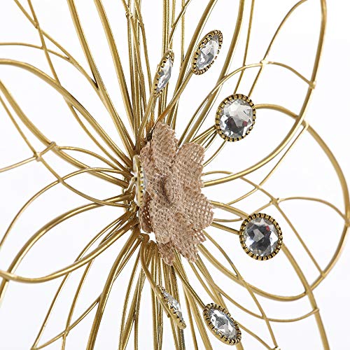 Lechesis 16" Gold Metal Flower Wall Art Decor With Acrylic Beads and