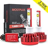 MOSTPLUS LED Headlight Kit H1 w/Clear Bulbs Conversion Kit -6000K 7,600Lm-Cool White 3 Yr Warranty-1 Pair