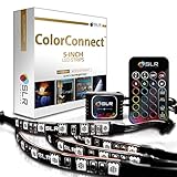 4pc Multi-Color RGB LED Strip Kit, 5-inch Pre-Cut Accent Light Strips for TV Home Theater Backlight and Kitchen Under Cabinet Lighting, Waterproof Silicone, 3M Tape, Power Adaptor ()
