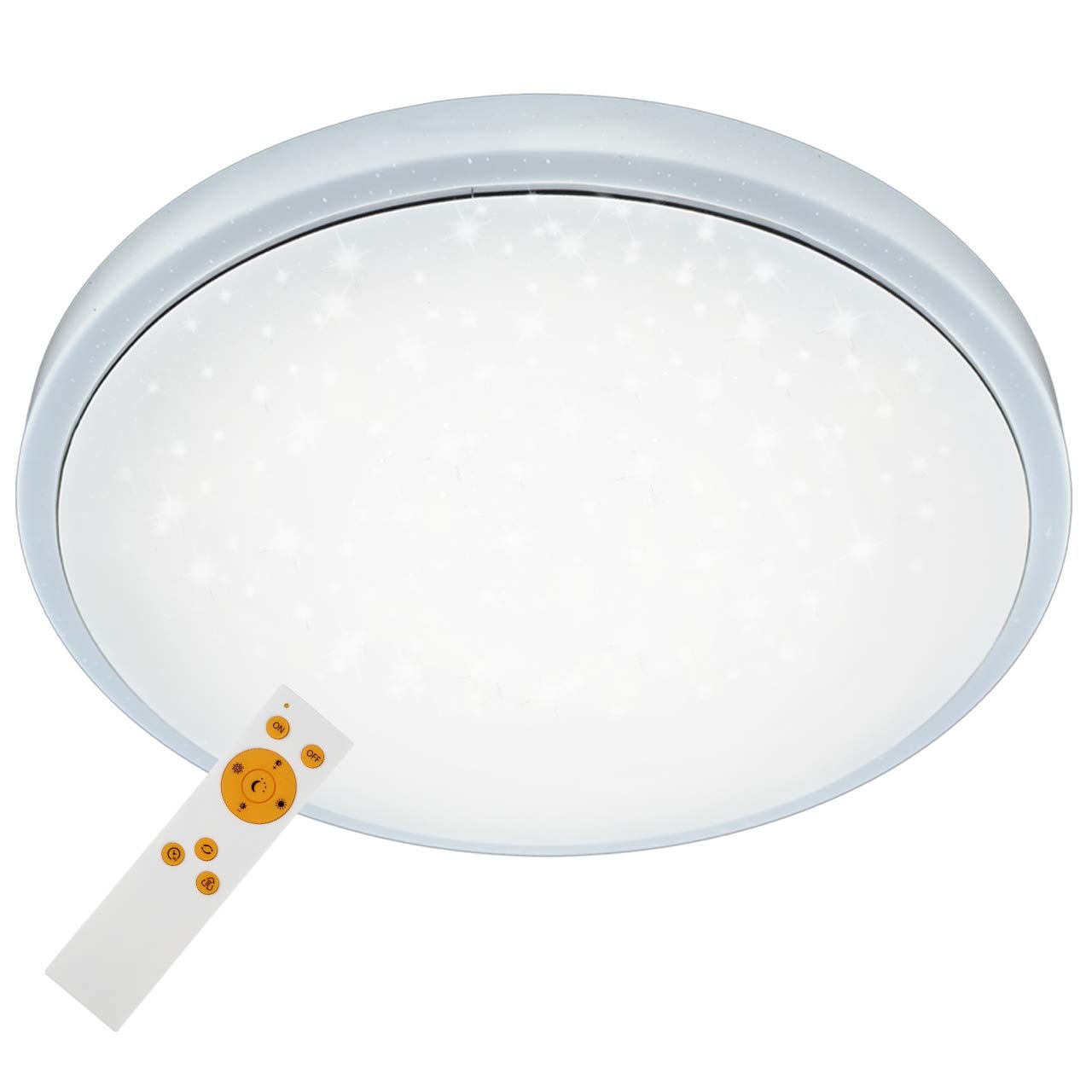Briloner Leuchten Ceiling light, dimmable, adjustable colour tone: warm cold ceiling lamp incl. nightlight function, timer function, remote control, D: 38.5 cm, 24W, metal, integrated, 24 W, white, 38.5 x 38.5 x 8.3 cm