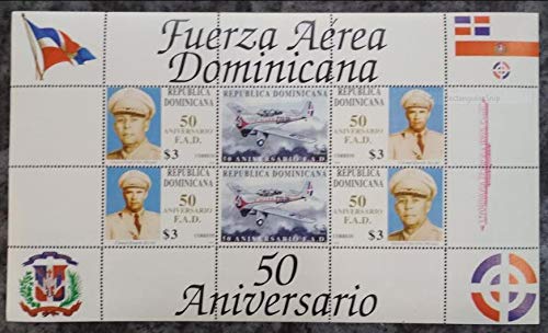 Dominicana 1998 Aviation Aircraft Airplane Flag 50th Anniversary Miniature Sheet