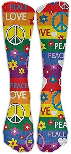 Heart Peace Symbol Flower Power Political Hippie Cheerful Colors Festival Joyful Graduated Compression Socks For Women And Men - Best Medical, Nursing, Travel &amp; Flight Socks