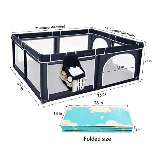 Yobest Baby Playpen, Extra Large Playard Kit Includes Play Mat X 1