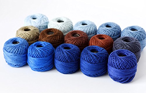 15 Balls Soft 10g Cotton Balls Rainbow Colors of Size 8 Perle/pearl Cotton Threads for Crochet, Hardanger, Cross Stitch, Needlepoint Hand Embroidery. All Different Colors (Suit 9)