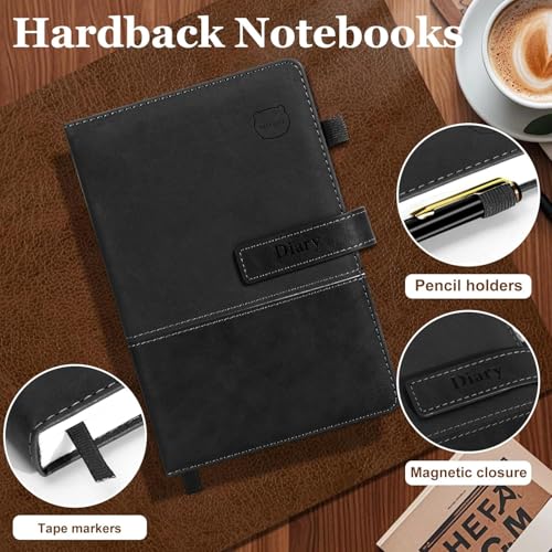 MIAOKE Journal Notebook, A5 Lined Leather Diary, 300 Pages, Luxury Pen Included, Hardcover Professional Notebook for Office, Travel, Business