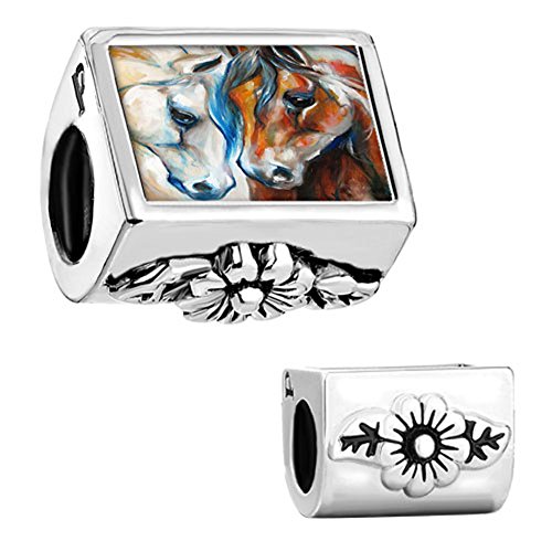 CharmSStory Horse Lucky Love Animal Charms Equestrian Photo Beads For Bracelets