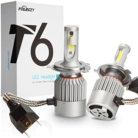 Puersit H4 8000 Lm Extremely Bright LED Headlights Bulbs Conversion Kit Cool White 50,000 Hours with The Most Advanced Third-generation COB LED Chip