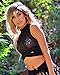 iHeartRaves Cross Faded Sheer Mesh Strappy Crop Top (Black, Medium)