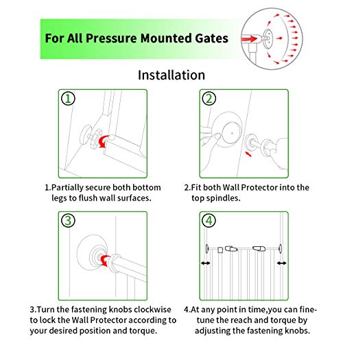 LATME Baby Gate Wall Protector Make Pressure Mounted Safety Indoor Gates More Stable-Wall Damage-Free Fit for Bottom of Gates Doorway Stairs Baseboard Work with Dog Pet Child Gates (White, Round)